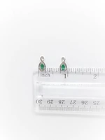 10K White Gold Oval Cut Emerald Stud Earrings
