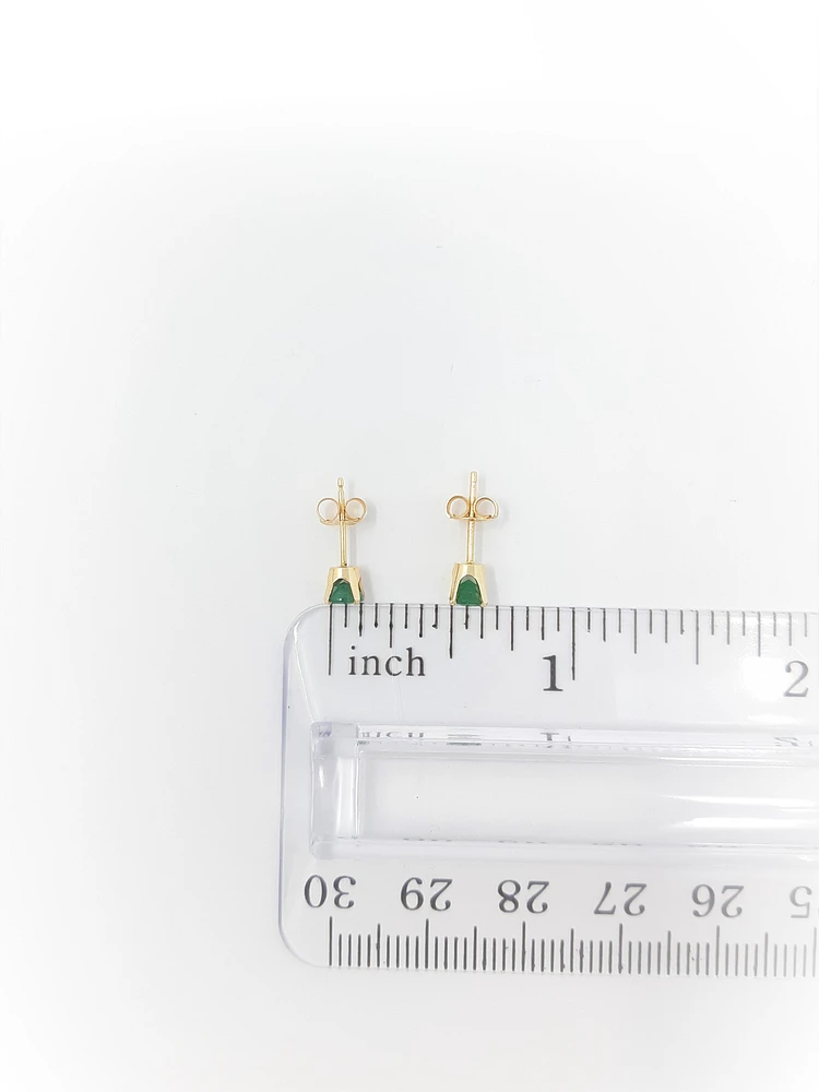 14K Yellow Gold Emerald Stud Earrings