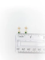 14K Yellow Gold Emerald Stud Earrings