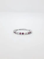 14K White Gold Ruby and Diamond Infinity Ring