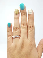 14K Two Tone White and Rose Gold 0.20cttw Ruby and 0.07cttw Diamond Ring
