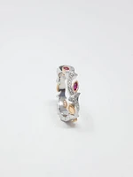 14K Two Tone White and Rose Gold 0.20cttw Ruby and 0.07cttw Diamond Ring