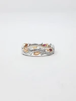 14K Two Tone White and Rose Gold 0.20cttw Ruby and 0.07cttw Diamond Ring