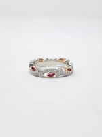14K Two Tone White and Rose Gold 0.20cttw Ruby and 0.07cttw Diamond Ring