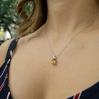 10K White Gold 8 x 6mm Citrine and 0.022cttw Diamond Pendant