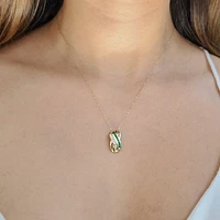10K Yellow Gold Genuine Emerald and Diamond Pendant