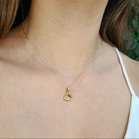 10K Yellow Gold Citrine and Diamond Pendant