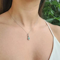 10K White Gold Genuine Emerald & Diamond Pendant