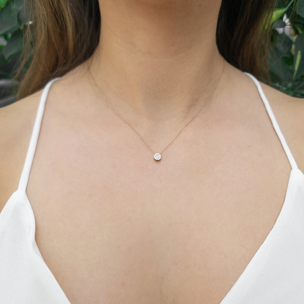 10K Yellow Gold 0.04cttw Single Cut Diamond Pendant, 18”