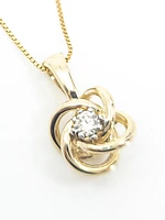10K Yellow Gold 0.05cttw Canadian Diamond Love Knot Necklace, 18”