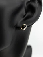 10K Yellow Gold Side Ways Heart Diamond Earrings