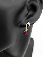 10K Yellow Gold Ruby & Diamond Earrings