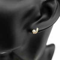 10K Two Tone Yellow and White Gold Diamond Earring