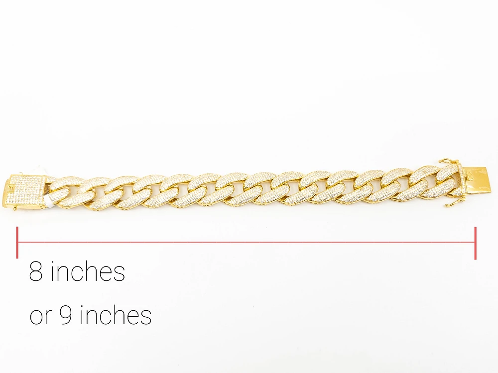 Gold plated Sterling Silver & Cubic Zirconia Bracelet - inches /