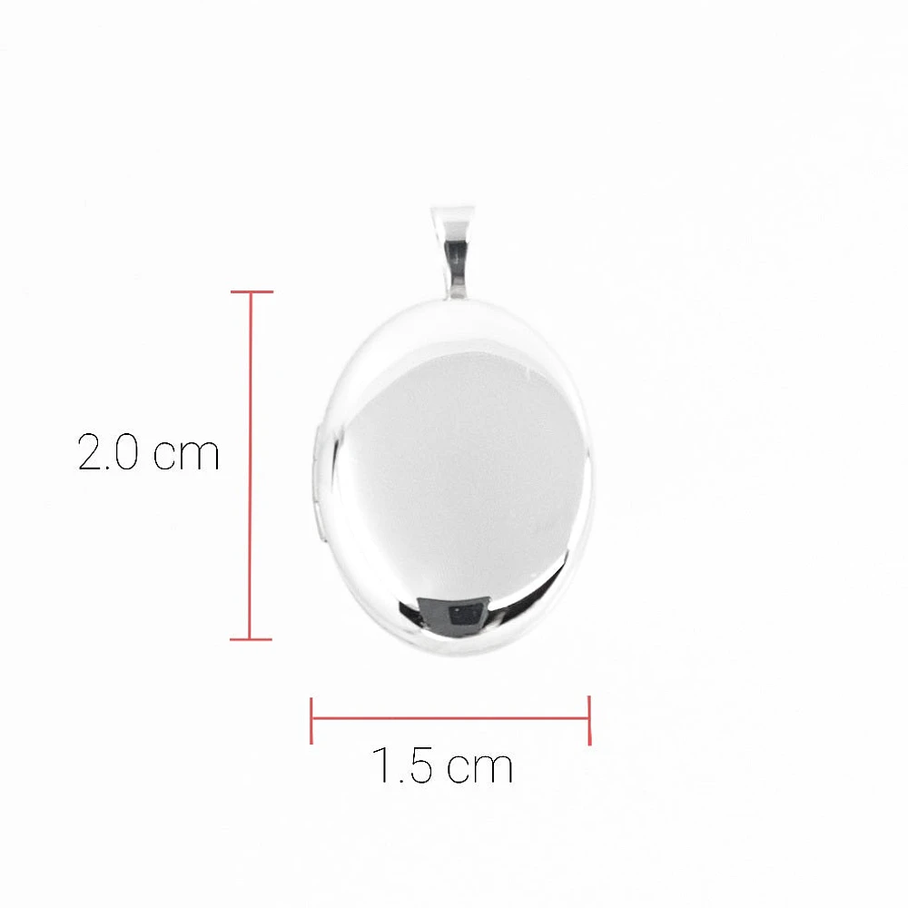 925 Sterling Silver Polished Front and Brushed Back Oval Locket - 20mm x 15mm