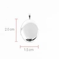 925 Sterling Silver Polished Front and Brushed Back Oval Locket - 20mm x 15mm