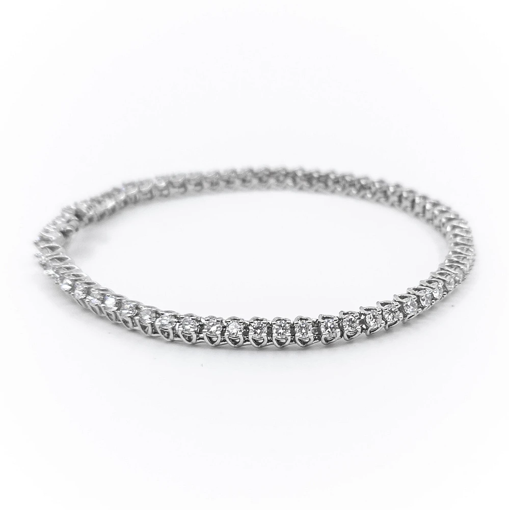 14K White Gold 3.0cttw Lab-Grown Diamond Tennis Bracelet