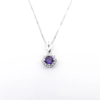 10K White Gold Amethyst & Diamond Pendant