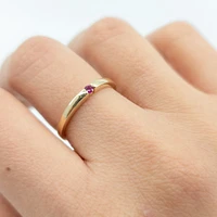 10K Yellow Gold 0.07cttw Genuine Ruby Ring, size 6