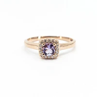 10K Rose Gold 0.35cttw Genuine Amethyst & 0.07cttw Diamond Halo Ring, size 7