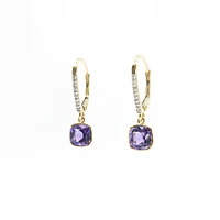 10K Yellow Gold Amethyst & Diamond 0.04cttw Earrings