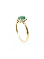 10K Yellow Gold Genuine Emerald & Diamond Ring