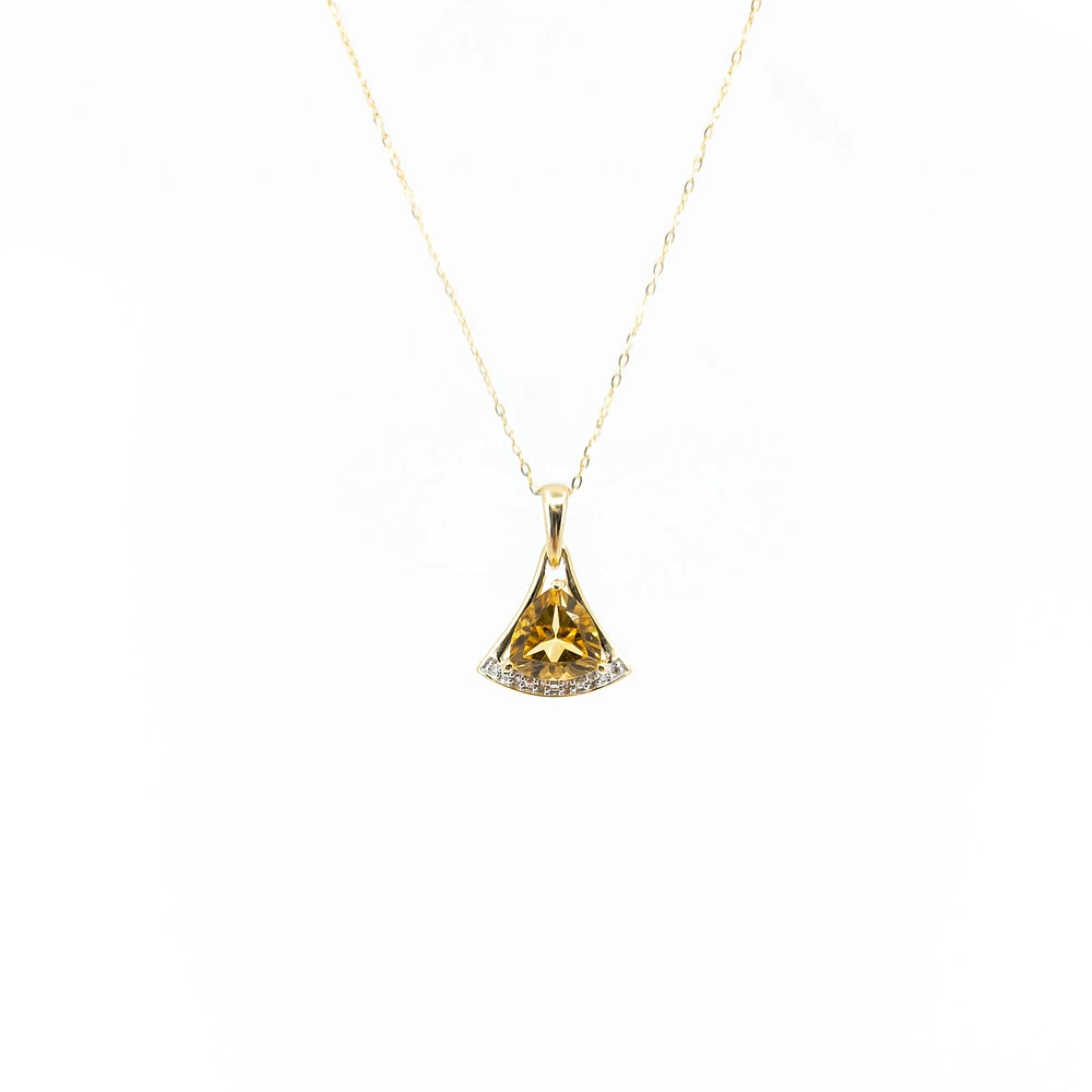 10K Yellow Gold Citrine and Diamond Pendant