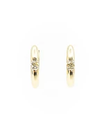10K Yellow Gold 0.06cttw Round Cut Canadian Diamond Hoop Huggie Hinged Earring