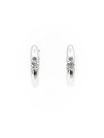 10K White Gold 0.05cttw Canadian Diamond Hoop Huggie Hinged Earrings