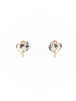 10K White & Rose Gold 0.08cttw Round Cut Canadian Diamond Heart Earrings