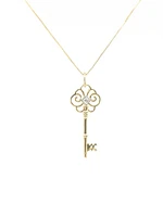 10K Yellow Gold 0.02cttw Canadian Diamond Key Necklace, 18”