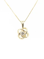 10K Yellow Gold 0.05cttw Canadian Diamond Love Knot Necklace, 18”