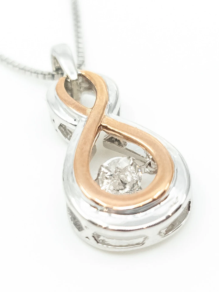 Sterling Silver and 10K Rose Gold 0.18cttw Canadian Diamond Pendant, 18"