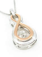 Sterling Silver and 10K Rose Gold 0.18cttw Canadian Diamond Pendant, 18"