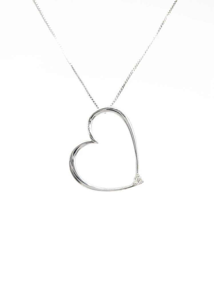 Sterling Silver 0.08cttw Canadian Diamond Necklace, 18”