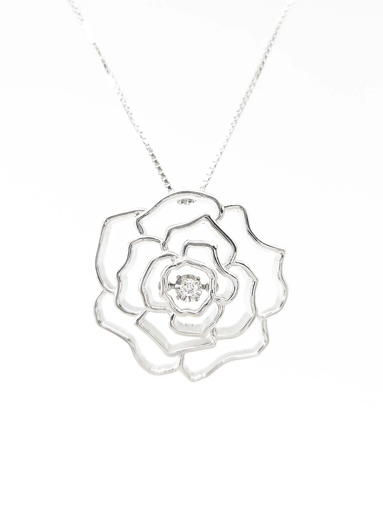 Sterling Silver 0.04cttw Canadian Diamond Necklace, 18"