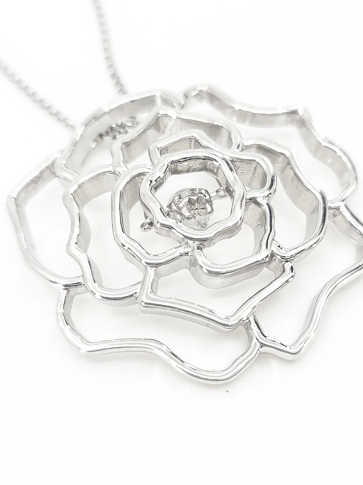 Sterling Silver 0.04cttw Canadian Diamond Necklace, 18"