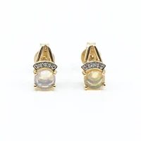 10K Yellow Gold Opal & Diamond Earrings