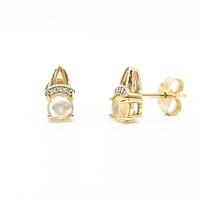 10K Yellow Gold Opal & Diamond Earrings