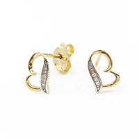 10K Yellow Gold Side Ways Heart Diamond Earrings