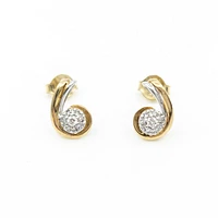 10K Two Tone Yellow and White Gold Diamond Earring
