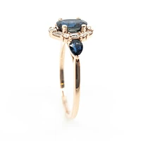 10K Rose Gold 1.50cttw Genuine Sapphire & 0.30cttw Diamonds Ring, size 6.5