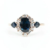 10K Rose Gold 1.50cttw Genuine Sapphire & 0.30cttw Diamonds Ring, size 6.5