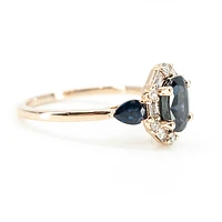 10K Rose Gold 1.50cttw Genuine Sapphire & 0.30cttw Diamonds Ring, size 6.5