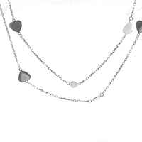 10K White Gold Hearts Double Link Anklet with 0.5 Inch Adjuster - 10 Inches