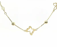 10K Yellow Gold Butterfly Link Anklet - 10 Inches