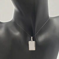 10K White Gold Diamond Cut Engravable Plate Charm - 18x13mm