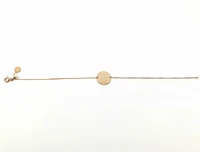 10K Rose Gold Link Chain with Circle Disc Engravable ID Bracelet - 7.25 Inches