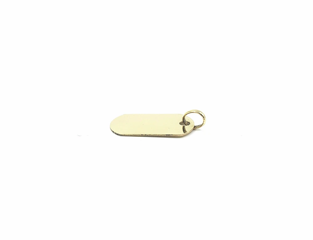 10K Yellow Gold Round Edged Rectangular Charm - 19mm x 10mm