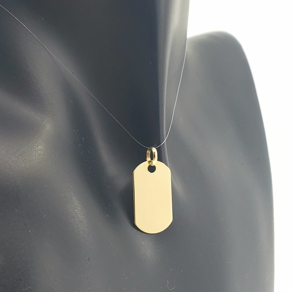 10K Yellow Gold Round Edged Rectangular Charm - 19mm x 10mm